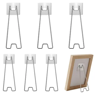 Imagen del producto de Set de 6 soportes para marcos autoadhesivos, plateado