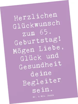 Produktbild von Mr. & Mrs. Panda Postkarte Spruch 65. Geburtstag - Lavendeltraum - Geschenk, Feierlichkeit, Geburtstagsgeschenk, Jubiläum, Freude, Grußkarte, Postkarten, Ansichtskarten