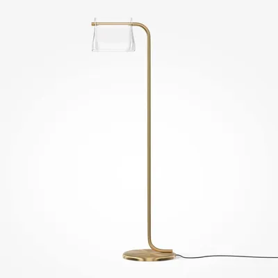 Obrázek produktu pro Stojací lampa LED kovové sklo 126,5 cm vysoká v mosazné barvě teplá bílá 3000 K 850 lm Moderní