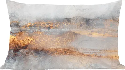 Produktbild von MuchoWow® Zierkissen Sofakissen Wohnzimmer Dekokissen 50x30 cm Nebel - Gold - Abstrakt - Wohnzimmerdekoration - Polster mit Photo