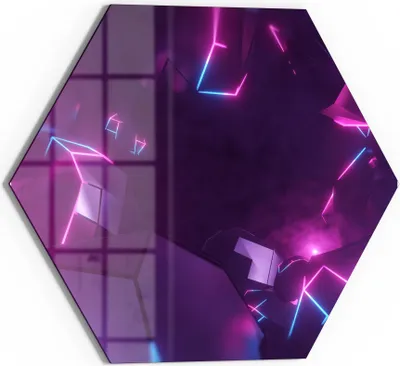 Produktbild von DEQORI Glasbild Echtglas 40x35 cm 'Virtuelles Leuchtdesign' Wandbild Bild modern Deko