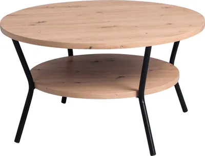 Produktbild von Couchtisch - Eiche Artisan Nachbildung - Schwarz - Metall - Ø 80 cm