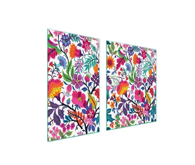 Image de Plaques de recouvrement pour cuisinière 2 pièces 100x52 Couverture de plaque vitrocéramique Planche à découper fleurs multicolores