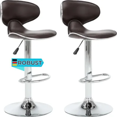 Produktbild von Barhocker SUPRI höhenverstellbar 2er Set Braun Kunstleder | Barstühle drehbar Küchenhocker Thekenhocker für Küche Hausbar