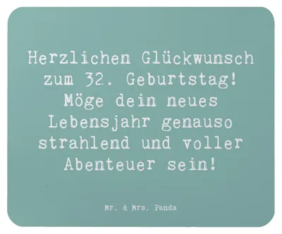 Produktbild von Mr. & Mrs. Panda Mouse Pad Spruch 32. Geburtstag Abenteuer - Meeresbrise - Geschenk, Herzlichen Glückwunsch, pc mauspad, Jubiläum, alter, Geburtstagsgeschenk, mousepad