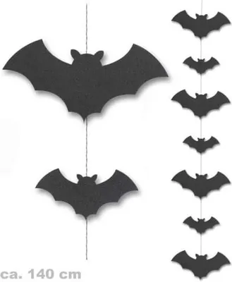 Produktbild von Halloween Fledermaus Deko Anhänger Schwarz 140 cm Lang Karneval Party