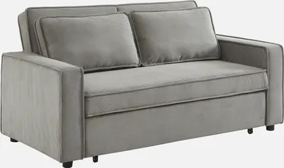 Immagine prodotto di sweeek - Divano letto a 2 posti con rivestimento in velluto a coste L 172,5 x P 91,5 x H 88,5 cm  - Grigio chiaro