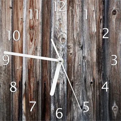 Produktbild von Wallario Design Wanduhr Alte Holzwand - Holzplanken in grau und braun aus Echtglas, Größe 20 x 20 cm