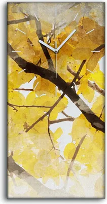 Produktbild von Wandbild Leinwand Bilder mit Uhr 30x60 Malerei Baum Zweige Blätter Kunst - weiße Hände