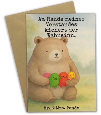 Produktbild von Mr. & Mrs. Panda babykarte Bär Gefühl Design - Weiß - Geschenk, dankeskarten, osterkarte, vatertagskarte, Teddy, Durchgedreht, weihnachtskarten, einladungskarten