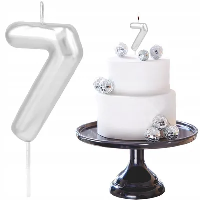 Image de PartyPal Bougie Chiffre 7 Argentée Brillante Anniversaire