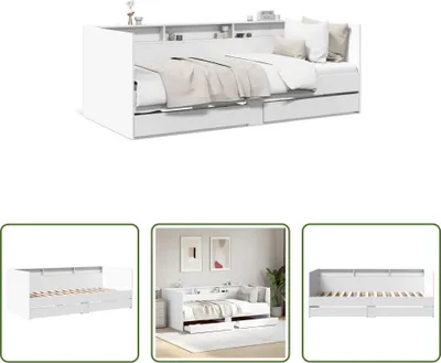 Produktbild von The Living Store Tagesbett mit Schubladen Weiß 90x190 cm Holzwerkstoff