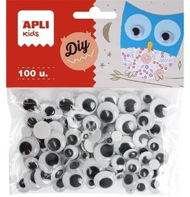 Produktbild von Apli - selbstklebende Bastelaugen, rund, Blister mit 100 Stück