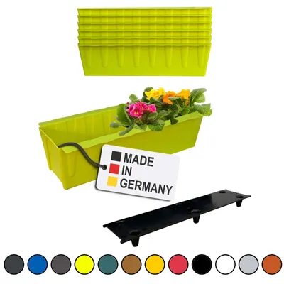 Produktbild von BURI 6 Euro-Paletten Blumenkästen-Einsätze inkl. Bewässerungsmatte | 37,3cm Hellgrün | Pflanzkasten für Europalette Palette | Balkonkasten | Blumentopf | aus stabilen Kunststoff | Germany