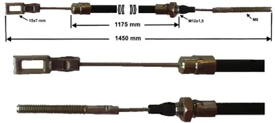 Produktbild von 1 x Bremsseil für Peitz S234R - R234/76 Hüllen-Länge 1175mm - Gesamt-Länge:1450 mm