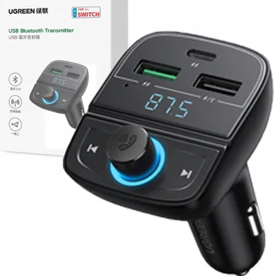 Immagine prodotto di Ugreen Trasmettitore Fm Bluetooth 5.0 Caricabatteria da auto Mp3 3X Usb Tf Micro Sd 4,8 A Nero (Cd229)