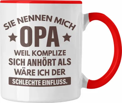 Produktbild von Trendation - Lustige Tasse Opa Geschenke Großvater Vatertag Geburtstag Kaffeetasse mit Spruch für Opa (Rot)