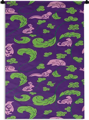 Produktbild von MuchoWow® Wandteppich Wandbehang Blätter - Tiere - Muster 60x90 cm Tapisserie Dekoration Wandtuch - Foto-Teppich - Abwaschbar