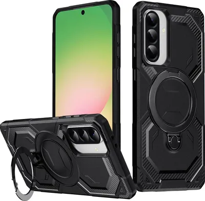 Obrázok produktu pre Puzdro MagSafe pre Samsung Galaxy A36/A56 - Zadný kryt s krúžkom Phonesta IronLock - Čierna