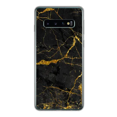 Produktbild von MuchoWow® Handyhülle Schutzhülle Hülle für Samsung Galaxy S10 Marmor - Gold - Schwarz - Marmoroptik - Luxus - Glitzer Silikon Softcase Handy Hülle - Handytasche