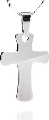Produktbild von Edelstahl Kettenanhänger Kreuz - Hoch Poliert - Uni mit EdelstahKette - Höhe 25mm - SLP-1018 - 50.0 Zentimeter