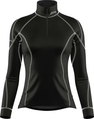 Obrázek produktu pro Dámské funkční triko dlouhý rukáv se zipem CONTRAST černá Bamboo Therm - Bílá / L