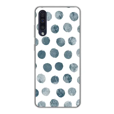 Produktbild von MuchoWow® Handyhülle Schutzhülle Hülle für Samsung Galaxy A30s Polka dots - Grau - Weiß Silikon Softcase Handy Hülle - Karteninhaber