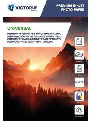 Fotopapier, pre atramentovú tlač, A4, 180 g, matný, VICTORIA PAPER "Universal"