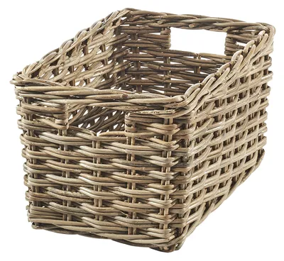 Zdjęcie produktu dla Kobolo kosz do przechowywania - rattan kubu - kwadratowy - pleciony - z otworami na uchwyty - rozmiar S - pudełko do dekoracji salonu kosz do przechowywania kosz na półkę