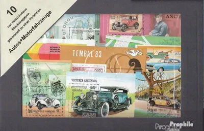Produktbild von Briefmarken Motive 10 verschiedene Auto und Motorfahrzeuge Blöcke