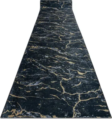 Obrázok produktu pre Pogumovaný běhoun LOTUS GALACTIC 9523 Mramor čierny / zlato NA MYTÍ 60cm Černá 60x240 cm
