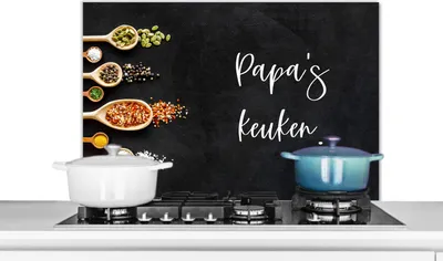 Produktbild von KitchenYeah® Spritzschutz Küche - Küchenrückwand - Wandschutz für Herd und Spüle - Zitate - Sprichwörter - Küche - Papa 80x55 - Alu-Dibond (Alternative zum Spritzschutz aus Glas) - Hitzebeständig - H