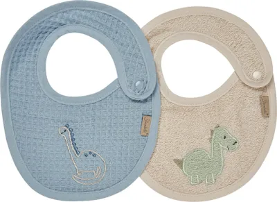 Produktbild von Baby Lätzchen 2er Set Dino Rexi saugfähig Baumwolle blau Sterntaler