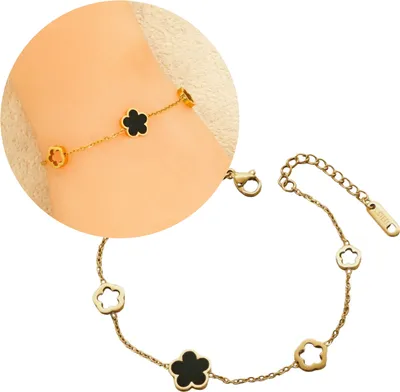 Produktbild von Vergoldetes Armband aus Chirurgenstahl mit schwarzen Elementen