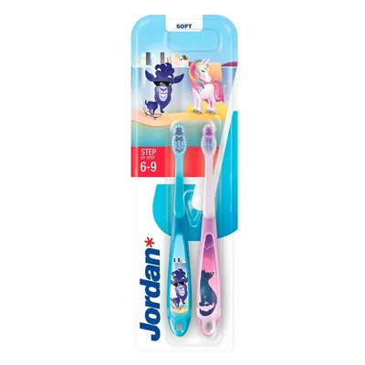 Immagine prodotto di ORKLA Jordan Step by Step Spazzolini da denti per bambini dai 6 ai 9 anni, 2 pezzi