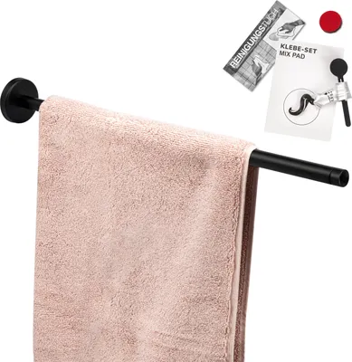 Image de Série pour salle de bains PIAZZA BLACK de bremermann - Porte-serviettes télescopique avec kit de fixation en acier inoxydable noir mat