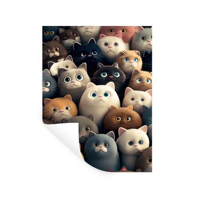 Produktbild von MuchoWow® Wandtattoo Wandsticker Wandaufkleber Katzen - Tiere - Katze - Design - Mädchen - Jungen 30x40 cm Selbstklebend und Repositionierbar - Sticker - Dekorfolie