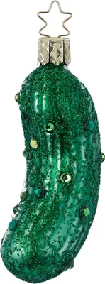 Produktbild von Christbaumschmuck Glas Gurkenfigur 9cm mit Strass Grün