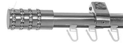 Produktbild von Innenlauf Edelstahl Look Gardinenstange 20mm Deckenträger 1-läufig Kristall, Länge wählbar D50 E39 I