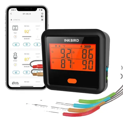Produktbild von Fleischthermometer, Bluetooth-Konnektivität, 4 Sonden enthalten, BBQ-Thermometer
