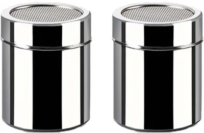 Produktbild von 2 Edelstahl-Shaker, Puderzuckerstreuer, Kapuziner, klein für unterwegs