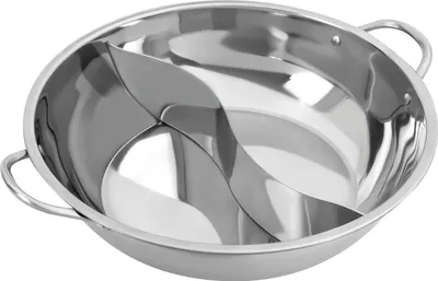 Produktbild von Shabu-Shabu Hotpot - Topf 34 cm - Edelstahl - Trennwand für Zwei Geschmacksrichtungen - Glasdeckel