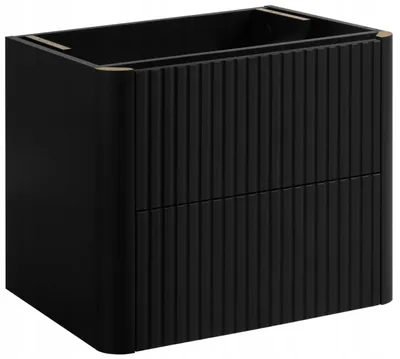 Zdjęcie produktu dla Rodan Szafka pod Umywalkę 60cm - Wisząca - Ryflowana Czarna - Push-to-Open - bez blatu - LINEA