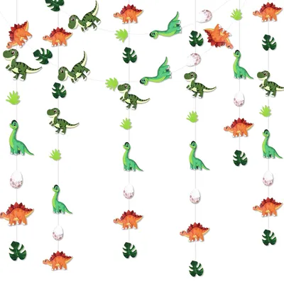 Dinosauriergirlande mit Palmenblättern, Partydekoration, 1 Stück