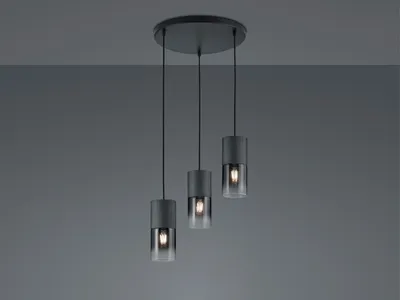 Produktbild von LED Industrial Pendelleuchte mit Rauchglas 3-flammig über Esstisch & Kücheninsel