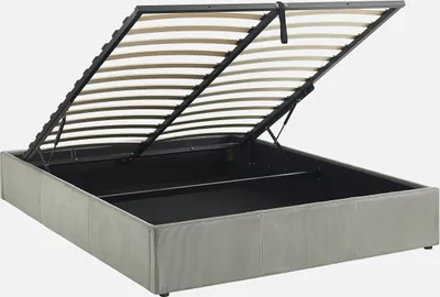 Produktbild von sweeek - Boxbett mit Lattenrost und Kopfteil 160x200cm fein gerippter Cord-Bezug - Grau