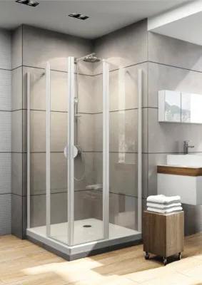 Produktbild von Eckeinstieg mit Drehtür Schulte Lugano 90x90 cm Klarglas Profilfarbe alpinweiß