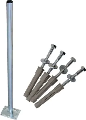 Produktbild von PremiumX 100cm Ø 38mm Standfuß Stahl SAT Antennenmast Mastfuß Schraubensatz