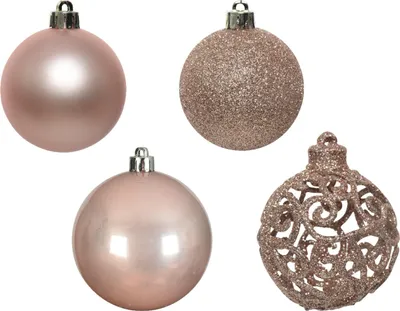 Produktbild von Kleine Weihnachtskugeln rosa 16 Stück 6 cm - Einheitsgröße