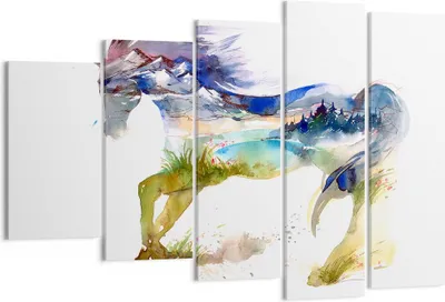 Produktbild von Bild auf Leinwand - Leinwandbild - Pferd Natur arabien ethnische - 150x100cm - Wand Bild - Wanddeko - Leinwanddruck - Bilder - Kunstdruck - Leinwand bilder - Wandkunst - EG150x100-3048